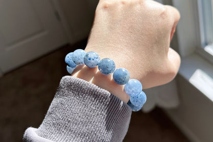 14mm+, Certified Collection Grade Natural Blue Rabbit Hair Quartz Bracelet, Blue Rabbit Hair Rutile Quartz Bracelet, 天然收藏级蓝兔毛团子手串