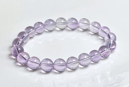 9.5mm+, Certified Top Grade Natural Lavender Moon Quartz Bracelet, Natural Lavender Quartz Bracelet, 高品级玻璃体薰衣草紫玉晶手串