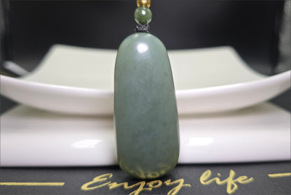 Certified Natural Qiemo Blue Nephrite Jade Carved Dragon Pillar Pendant, 天然且末蓝龙盘柱吊坠