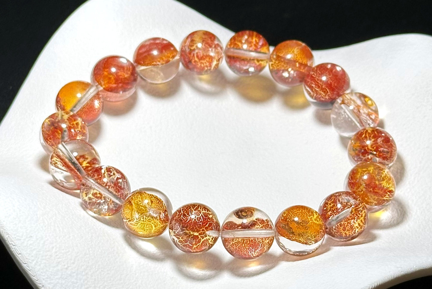 11mm, Certified Natural Collection Grade Rare Koi Hematoid Quartz Crystal Bracelet, Natural Hematoid Crystal Bracelet, 天然稀有稀有麒麟锦鲤胶花水晶手串