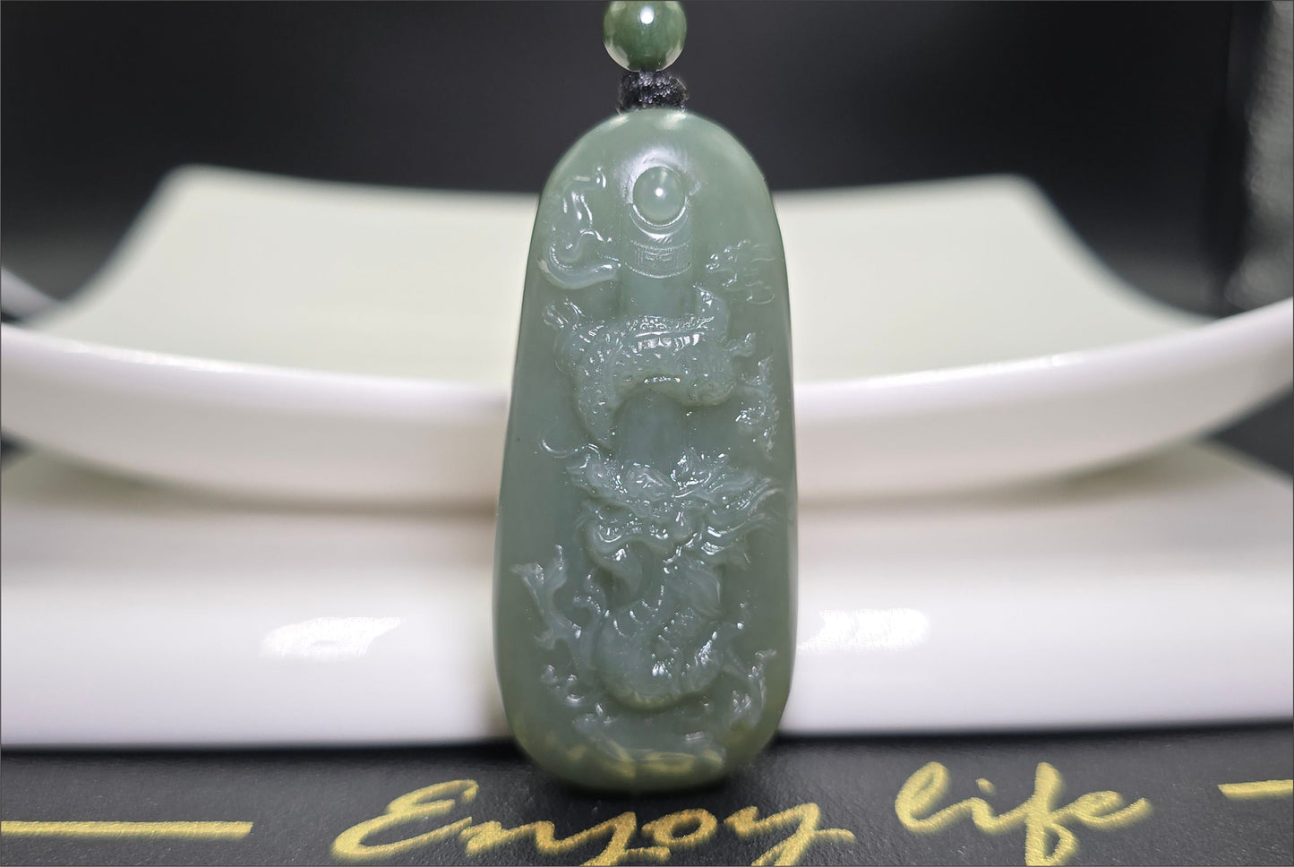 Certified Natural Qiemo Blue Nephrite Jade Carved Dragon Pillar Pendant, 天然且末蓝龙盘柱吊坠