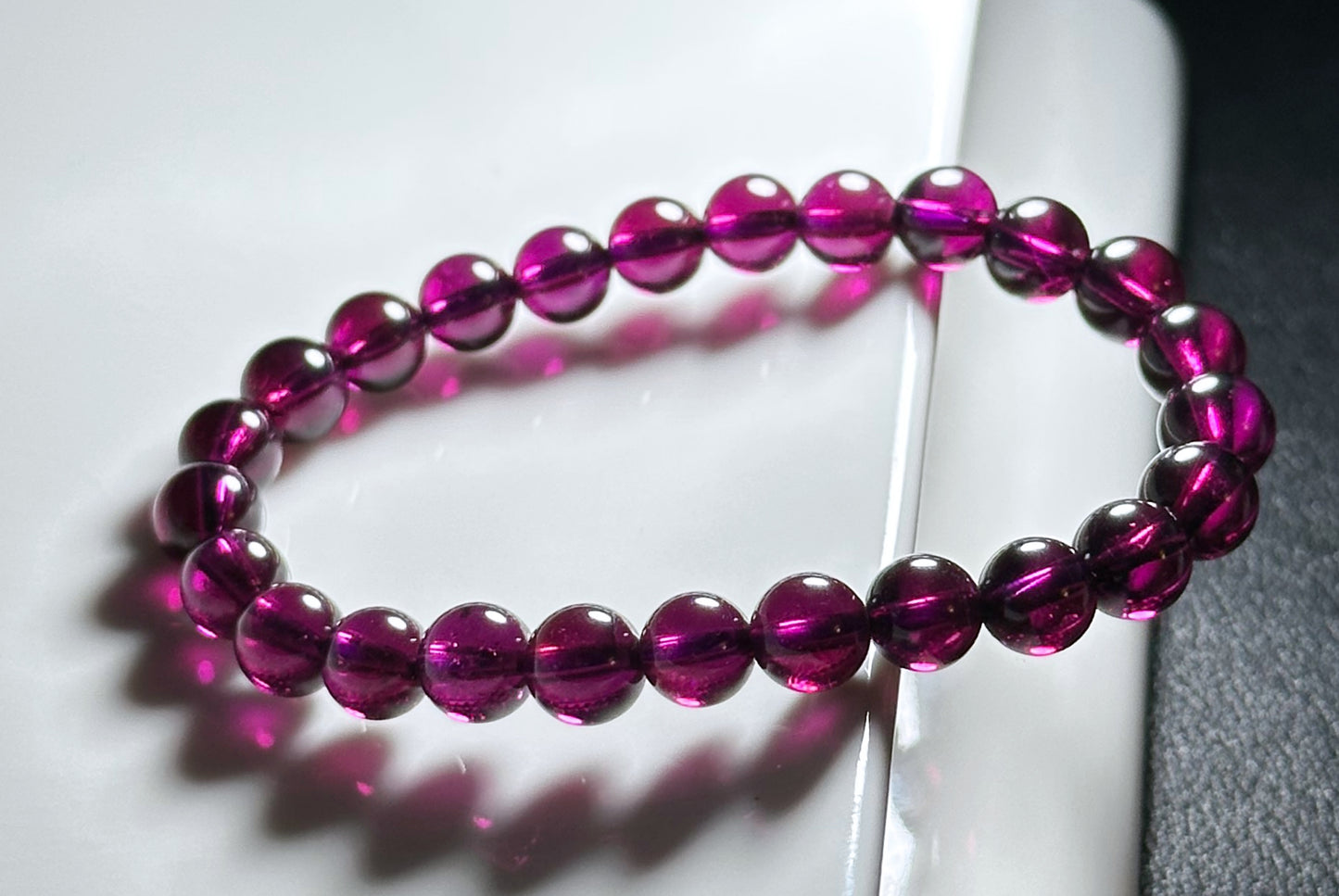 7mm+, Certified Top Grade Natural Brazil Purple Garnet Bracelet, Purple Garnet bracelet, 天然收藏集玻璃体巴西紫牙乌石榴手串