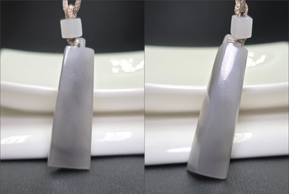 Certified Natural Smoky Gray Nephrite Jade Carved Triangle-Bar Pendant, 天然烟灰和田玉吊坠
