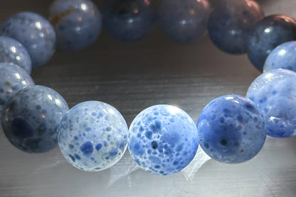 14mm+, Certified Collection Grade Natural Blue Rabbit Hair Quartz Bracelet, Blue Rabbit Hair Rutile Quartz Bracelet, 天然收藏级蓝兔毛团子手串