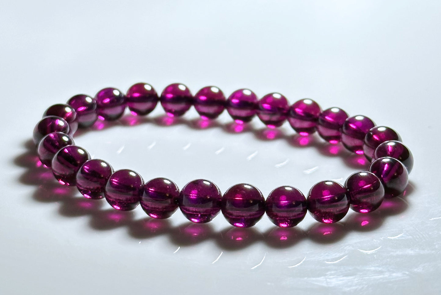 7mm+, Certified Top Grade Natural Brazil Purple Garnet Bracelet, Purple Garnet bracelet, 天然收藏集玻璃体巴西紫牙乌石榴手串