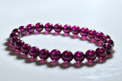 7mm+, Certified Top Grade Natural Brazil Purple Garnet Bracelet, Purple Garnet bracelet, 天然收藏集玻璃体巴西紫牙乌石榴手串