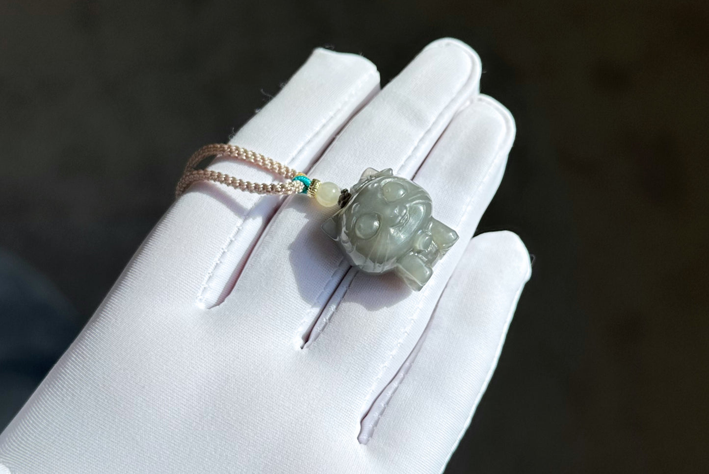 Certified Natural Smoky Purple Nephrite Jade Carved Kitten Pendant, Nephrite Jade Cat Pendant, 天然烟紫和田玉雕刻小猫吊坠