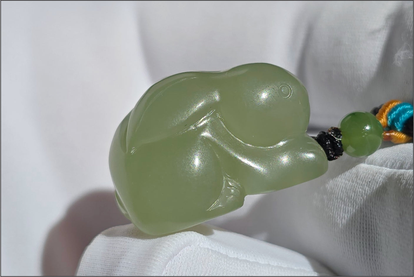 Certified Natural Lake-Green Nephrite Jade Carved Little Rabbit Pendant | Handcrafted Jade | High-Quality Icy Jade Charm,天然冰湖水绿软玉小兔子吊坠