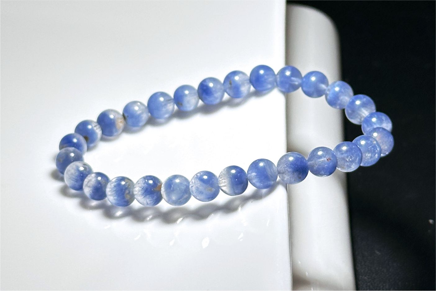 6.5mm+, Certified Rare Find Natural Treasure Bowl inclusion Blue Dumortierite Beads Bracelet, 天然收藏级聚宝盆蓝线石蓝绒晶手串
