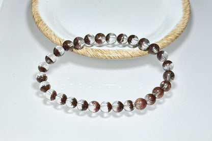 6.5mm,+ Certified High Grade Natural Red Phantom Quartz Bracelet, Treasure Bowl Red Phantom Quartz Bracelet, 天然聚宝盆红幽灵水晶手串