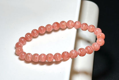 6.7mm+, Certified Natural Argentina Rhodochrosite Bracelet, Argentina Rhodochrosite Beads Bracelet, 天然阿根廷红纹石手串