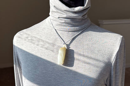 Certified Natural Qiemo Warm White Nephrite Jade Hand-Carved Bamboo Shoot Pendant, 天然且末白和田玉手工雕刻竹节吊坠