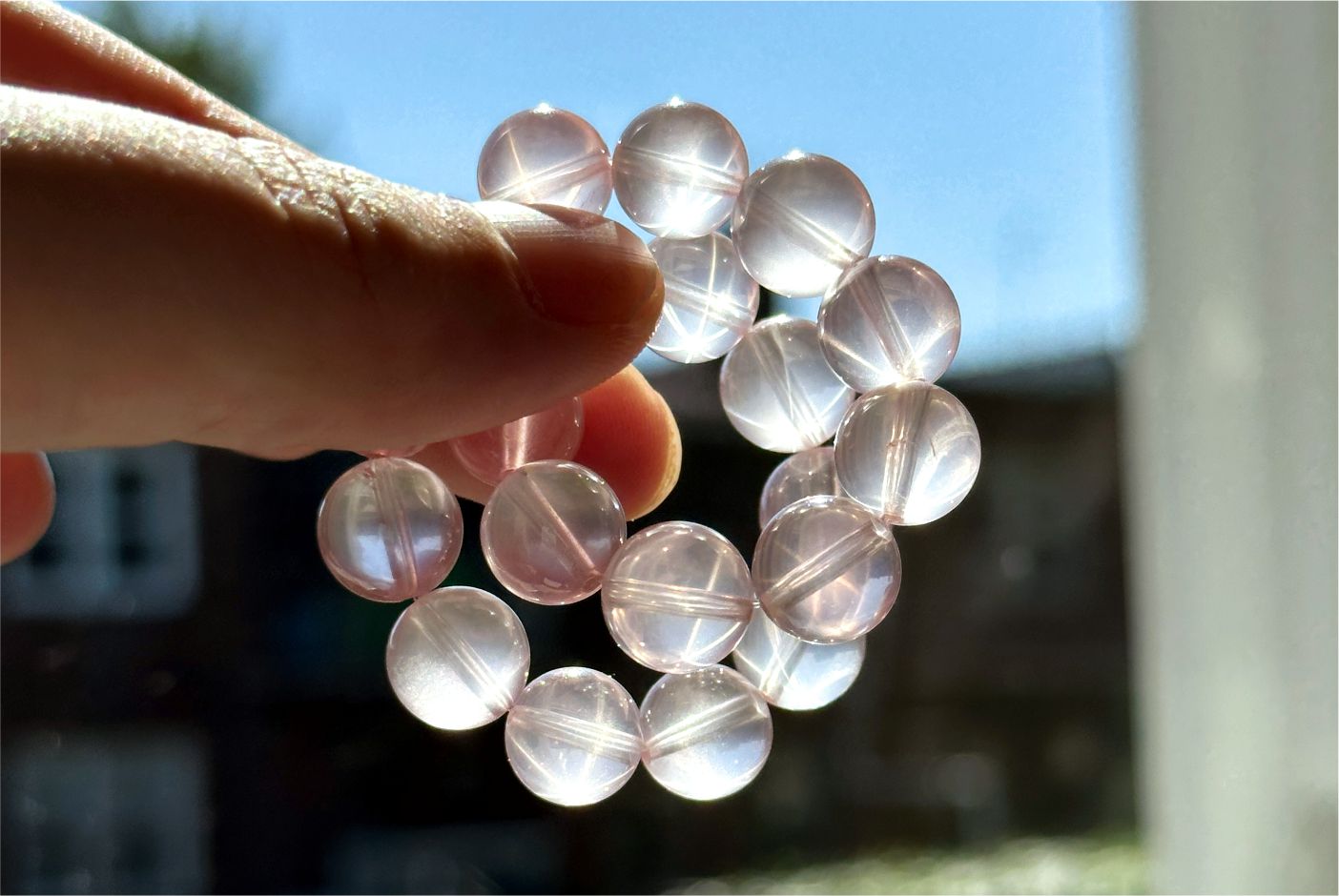 9.5mm+, Certified Natural High Quality Madagascar Jelly Rose Quartz Beads Bracelet, High Clarity Soft Pink Rose Quartz Bracelet, 天然果冻马粉水晶手串