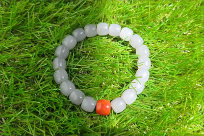 10mm, Certified Natural High Quality Smoky Purple Nephrite Jade and Nanhong Agate Beads Bracelet, 天然烟紫和田玉配南红手串