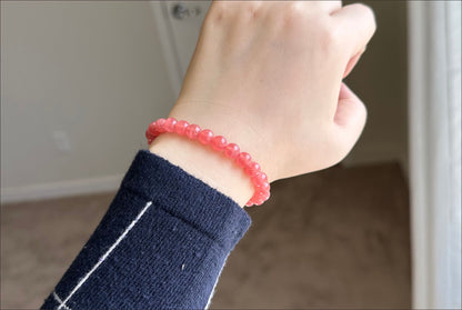 7mm+, Certified High Grade Untreated Icy Natural Argentina Rhodochrosite Bracelet, Rhodochrosite bracelet, 天然阿根廷红纹石手串