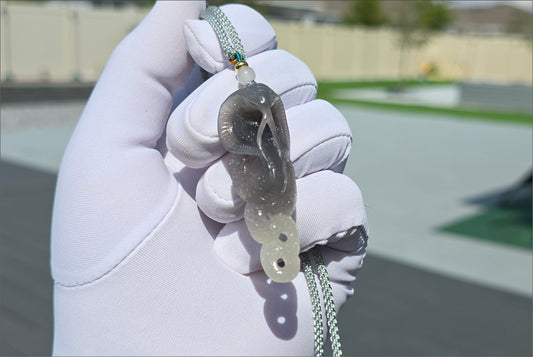 Certified Natural Smoky Purple and Lotus Pink Nephrite Jade Hand Carved Cobra Pendant, Nephrite Jade Snake Pendant, 天然烟紫藕粉双色和田玉手工雕刻蛇吊坠