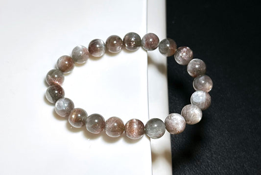 9mm, Certified Natural Black Skeletal Sunstone bracelet, Natural Heliolite Black Sun Stone bracelet, 天然星辉骨干太阳石手串