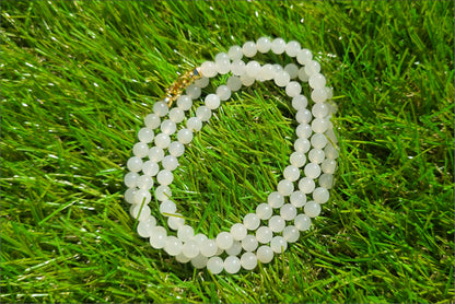6mm, Certified Natural White Nephrite Jade Bead Necklace, 天然和田白玉项链
