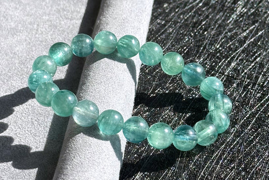 9mm, Certified Undyed Grade Icy Transparent Greenish Blue Kyanite Bracelet, Kyanite Bracelet, 稀有透体无烤无染冰透体绿蓝晶石