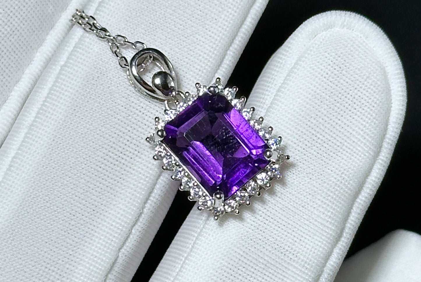 Natural Brazil Amethyst S925 Sterling Silver Pendant,Genuine Unheated Amethyst Pendant, 巴西天然紫晶纯银吊坠