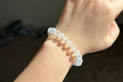 8.5mm+, Certified Top Grade Blue Needle Quartz Bracelet, Angel wing High Clarity Blue Needle Bracelet, 近无棉全净体收藏级显针级蓝针水晶手串