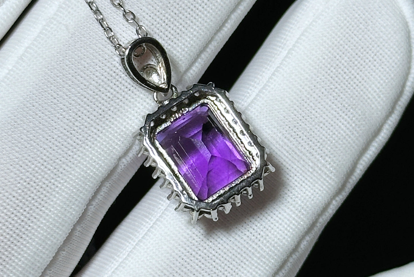 Natural Brazil Amethyst S925 Sterling Silver Pendant,Genuine Unheated Amethyst Pendant, 巴西天然紫晶纯银吊坠