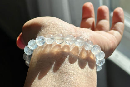 8.5mm+, Certified Top Grade Blue Needle Quartz Bracelet, Angel wing High Clarity Blue Needle Bracelet, 近无棉全净体收藏级显针级蓝针水晶手串