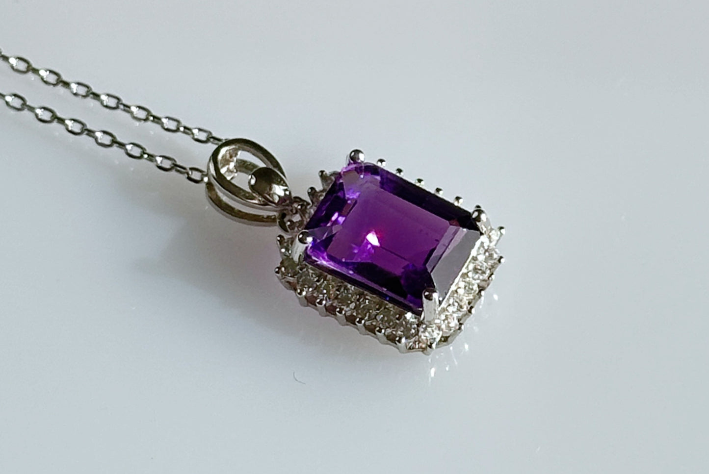 Natural Brazil Amethyst S925 Sterling Silver Pendant,Genuine Unheated Amethyst Pendant, 巴西天然紫晶纯银吊坠