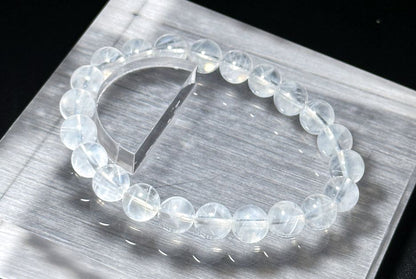 8.5mm+, Certified Top Grade Blue Needle Quartz Bracelet, Angel wing High Clarity Blue Needle Bracelet, 近无棉全净体收藏级显针级蓝针水晶手串