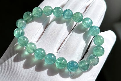 9mm, Certified Undyed Grade Icy Transparent Greenish Blue Kyanite Bracelet, Kyanite Bracelet, 稀有透体无烤无染冰透体绿蓝晶石