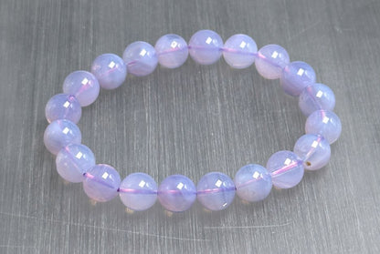 9.6mm+, Certified Natural Lavender Moon Quartz Bracelet, Natural Lavender Quartz Bracelet,天然薰衣草紫玉晶手串