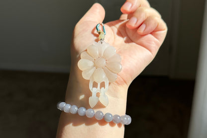 Certified Natural Lotus Pink Nephrite Jade Hand Carved Sunflower Pendant, 天然藕粉和田玉手工雕刻向日葵吊坠