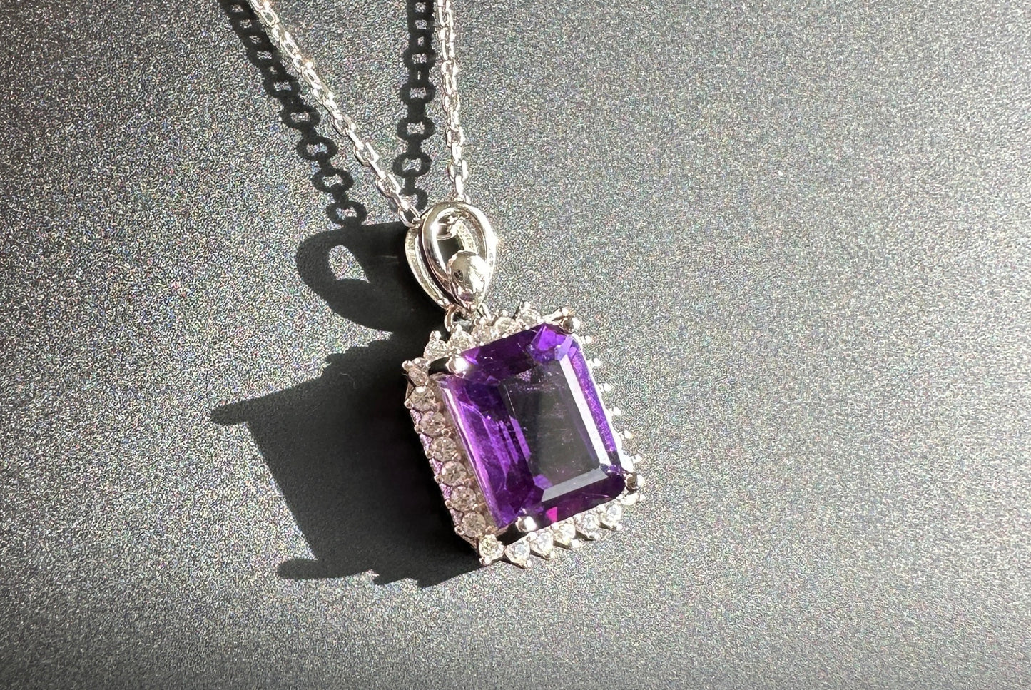 Natural Brazil Amethyst S925 Sterling Silver Pendant,Genuine Unheated Amethyst Pendant, 巴西天然紫晶纯银吊坠