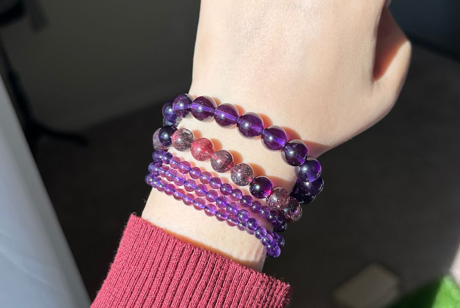 11mm, Certified Natural Unheated Uruguay Amethyst Beads Bracelet, Deep Purple Untreated Amethyst Bracelet, 收藏级天然无烤乌拉圭紫水晶手串