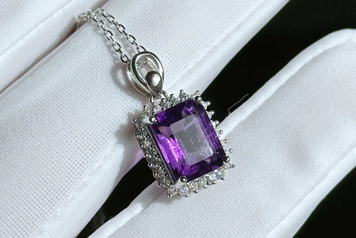 Natural Brazil Amethyst S925 Sterling Silver Pendant,Genuine Unheated Amethyst Pendant, 巴西天然紫晶纯银吊坠