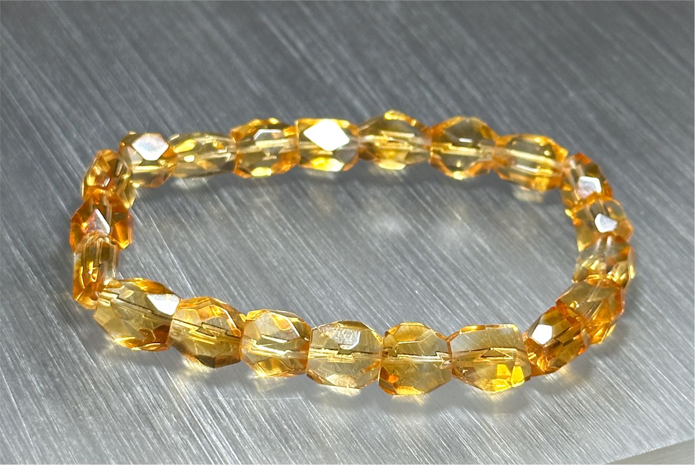 Certified Natural Hand Facted Gem Grade Deep Yellow Citrine Beads Bracelet, Untreated High Clarity Natural Citrine, 天然宝石级玻璃体暴力黄刻面黄水晶手串