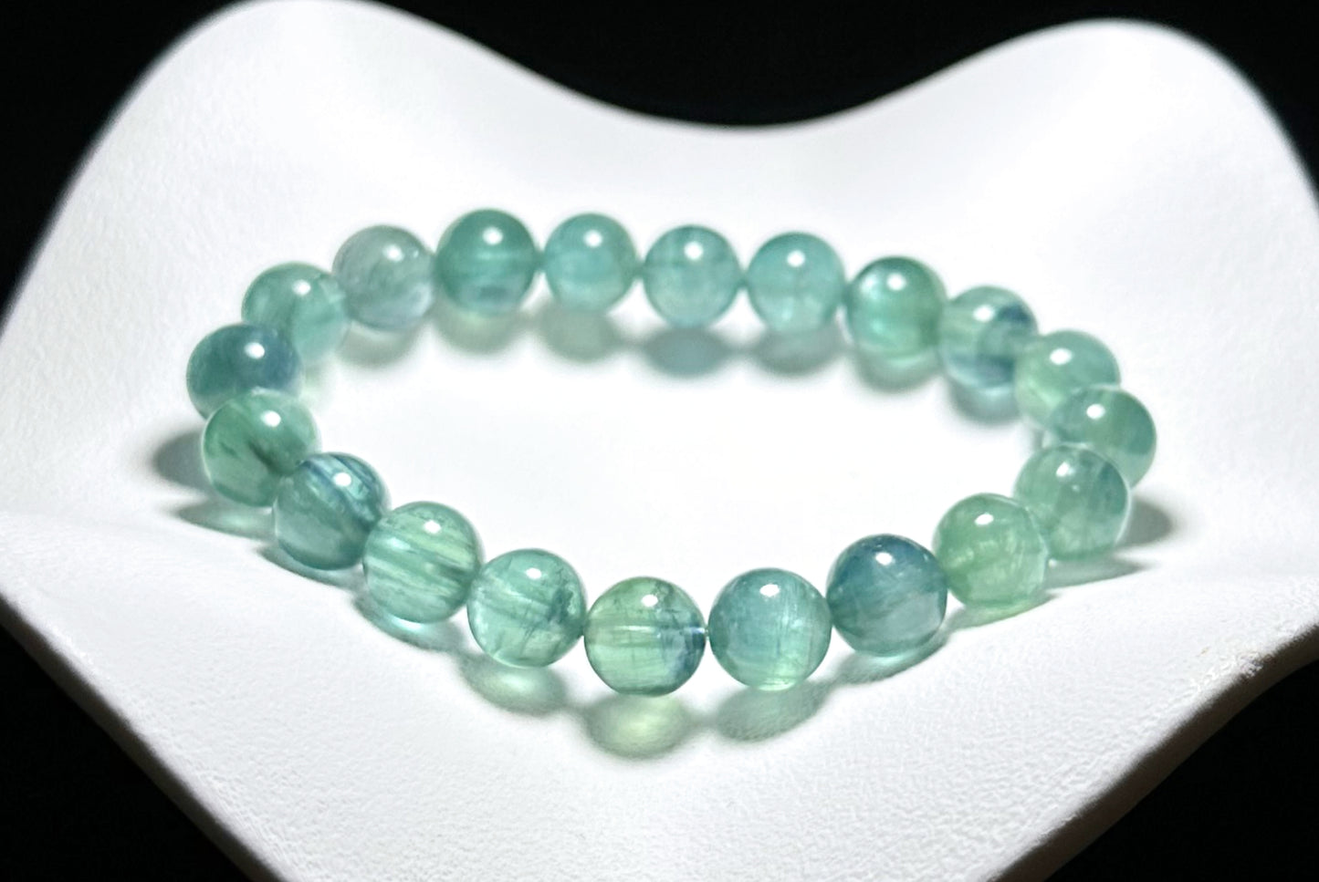 9mm, Certified Undyed Grade Icy Transparent Greenish Blue Kyanite Bracelet, Kyanite Bracelet, 稀有透体无烤无染冰透体绿蓝晶石
