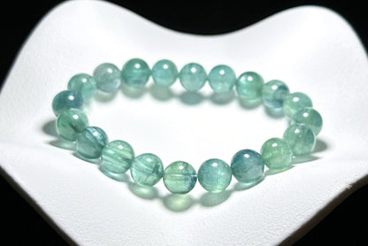 9mm, Certified Undyed Grade Icy Transparent Greenish Blue Kyanite Bracelet, Kyanite Bracelet, 稀有透体无烤无染冰透体绿蓝晶石