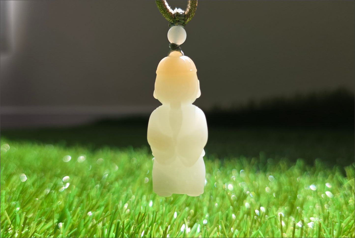 Certified Natural Russian White Nephrite Jade Hand Carved Little Wealth Bringer Pendant, 天然俄料和田白玉带糖手工雕刻小地主吊坠