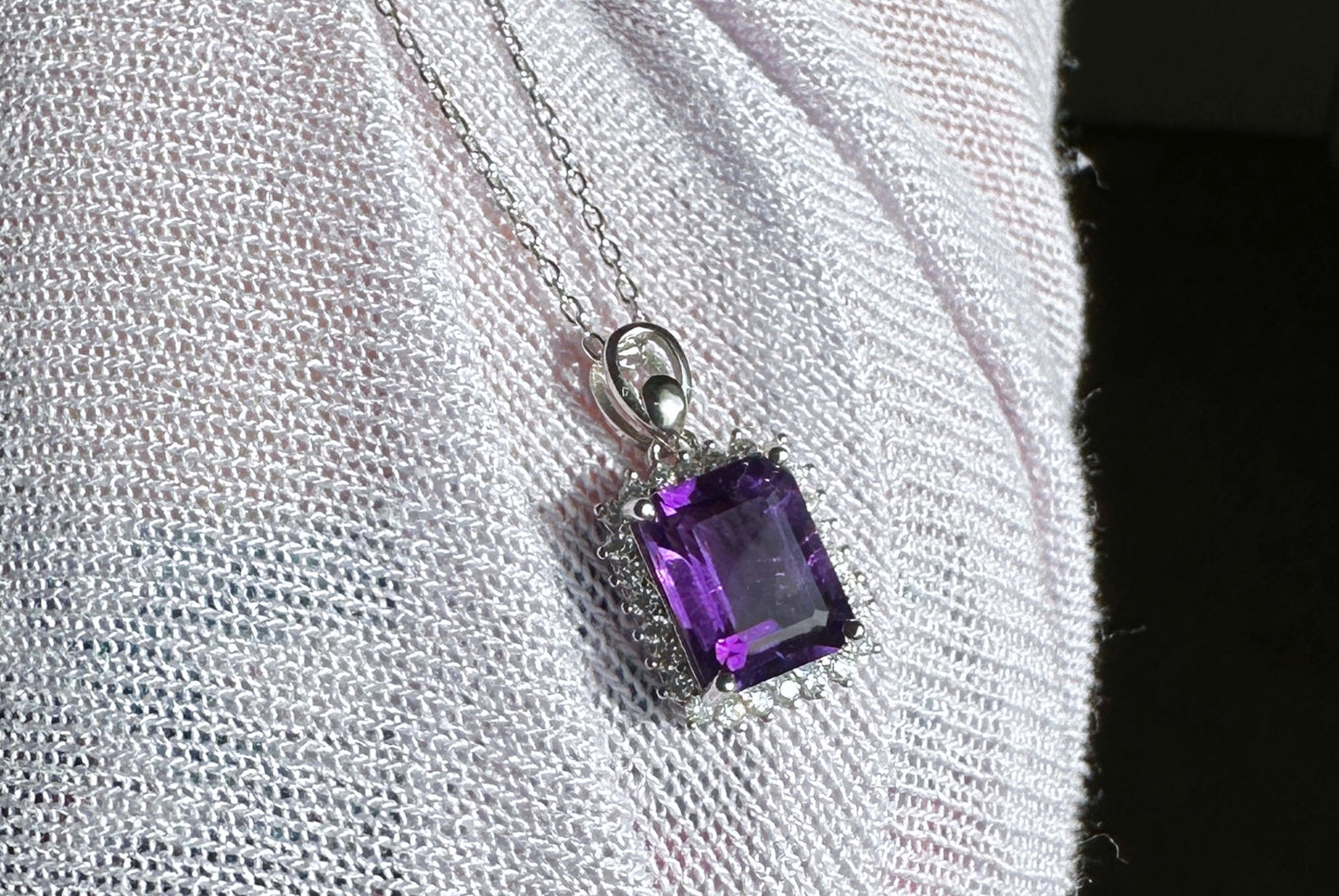 Natural Brazil Amethyst S925 Sterling Silver Pendant,Genuine Unheated Amethyst Pendant, 巴西天然紫晶纯银吊坠