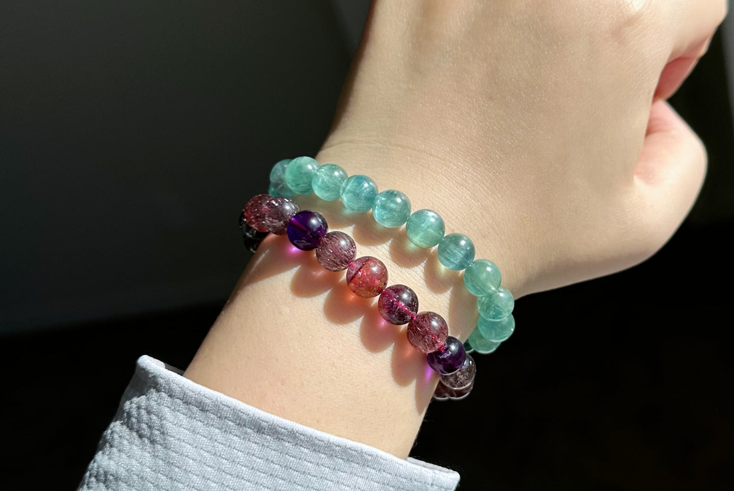 9mm, Certified Undyed Grade Icy Transparent Greenish Blue Kyanite Bracelet, Kyanite Bracelet, 稀有透体无烤无染冰透体绿蓝晶石