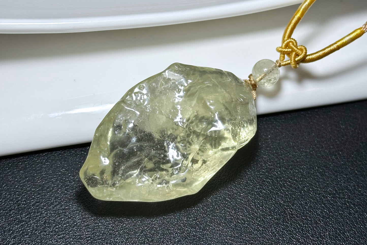 42.736Grams, Natural Authentic Libyan Desert Glass Tektite Hand Carved Butterfly Fairy Pendant, Genuine Libyan Desert glass Pendant, 天然利比亚黄金陨石手雕蝴蝶仙子吊坠
