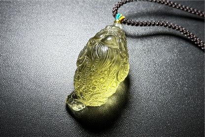 21.45 grams,Natural Authentic Libyan Desert Glass Tektite Hand Carved Money Toad Pendant,  天然利比亚黄金陨石手雕金蟾吊坠