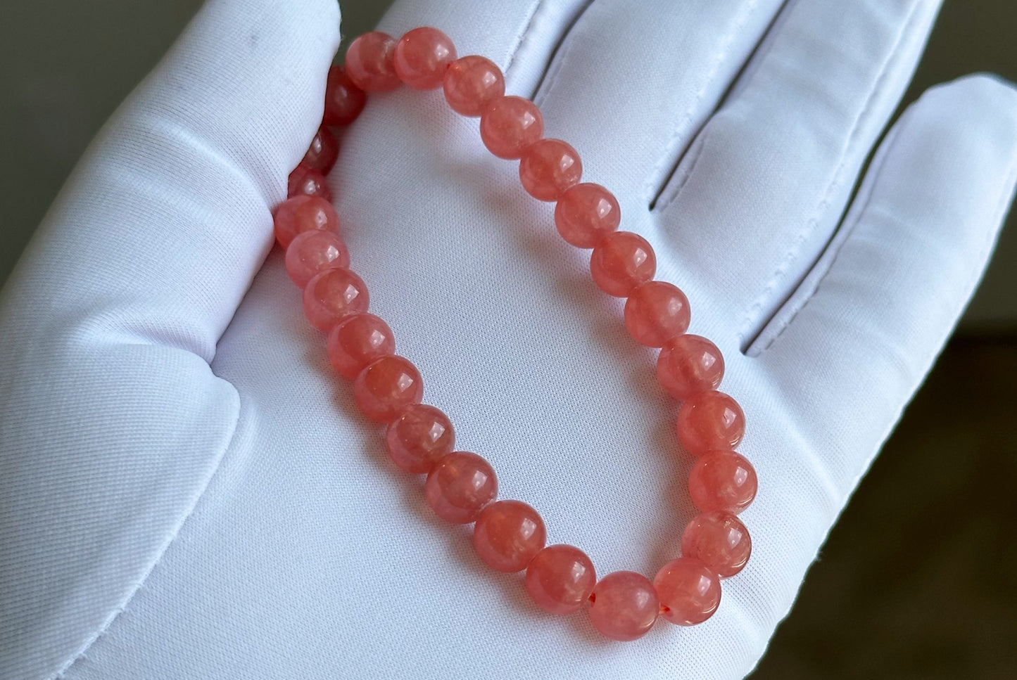 7mm+, Certified High Grade Untreated Icy Natural Argentina Rhodochrosite Bracelet, Rhodochrosite bracelet, 天然阿根廷红纹石手串