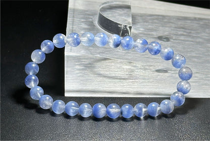 6.5mm+, Certified Rare Find Natural Treasure Bowl inclusion Blue Dumortierite Beads Bracelet, 天然收藏级聚宝盆蓝线石蓝绒晶手串