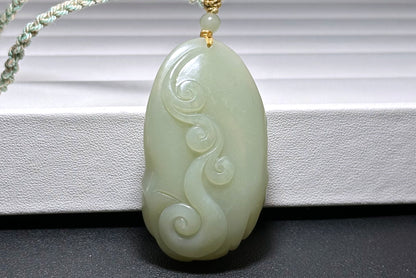Big 73Grams, Certified Natural Untreated Warm White Nephrite Jade Hand-Carved Maitreya Buddha Pendant, 天然且末和田玉手工雕刻弥勒佛
