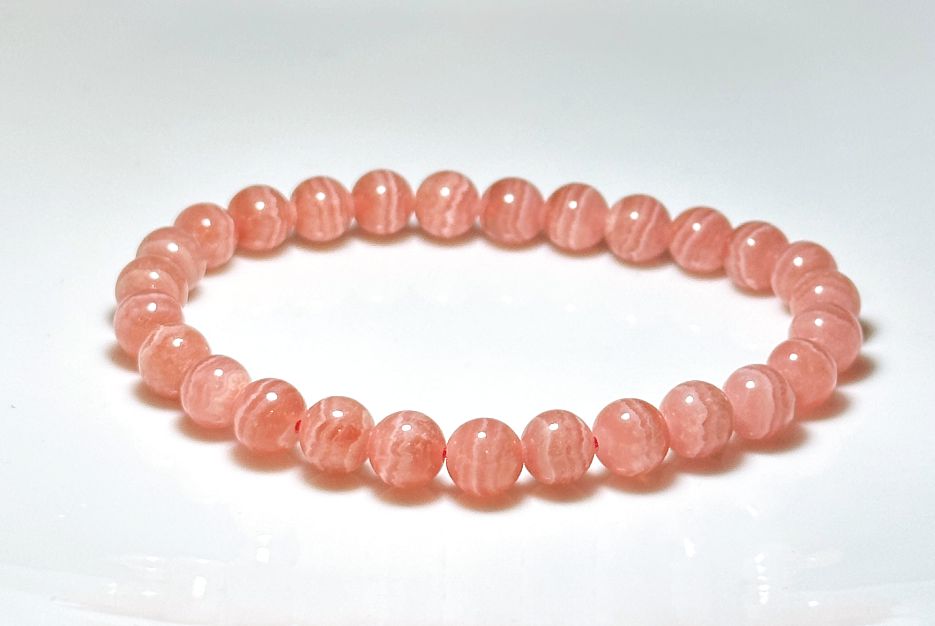 6.7mm+, Certified Natural Argentina Rhodochrosite Bracelet, Argentina Rhodochrosite Beads Bracelet, 天然阿根廷红纹石手串