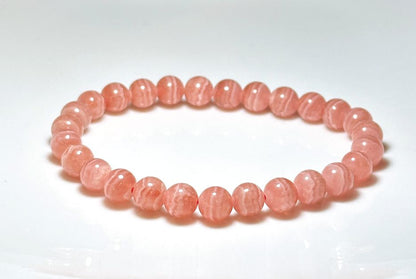 6.7mm+, Certified Natural Argentina Rhodochrosite Bracelet, Argentina Rhodochrosite Beads Bracelet, 天然阿根廷红纹石手串