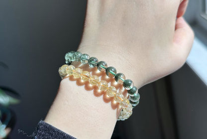 7.6mm+, Certified High Grade Natural gold rutilated quartz bracelet, Genuine Gold Rutilated Quartz, Rutilated Quartz bracelet, 天然白水体金发晶手串