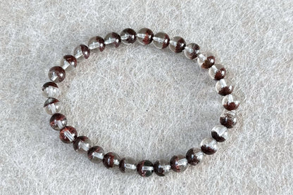 6.5mm,+ Certified High Grade Natural Red Phantom Quartz Bracelet, Treasure Bowl Red Phantom Quartz Bracelet, 天然聚宝盆红幽灵水晶手串